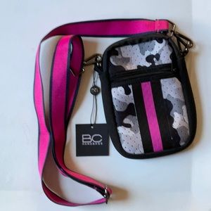 NWT BC handbags neoprene bag pink, black and grey camouflage